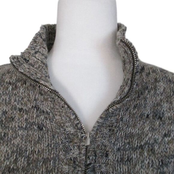 Liz Claiborne Brown Variegated Cotton Blend 1/4 Zip Long Sleeve Sweater Size M - Picture 4 of 12